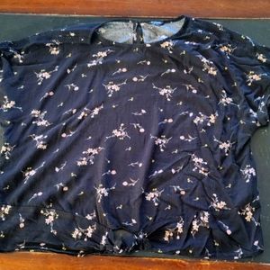 XXL Black blouse with flowers